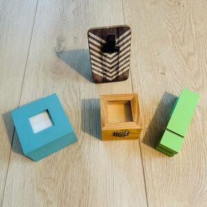 Set of 4 Mini Wooden Boxes, Mini Clip Board and Mini Laundry Clip For Office 😍